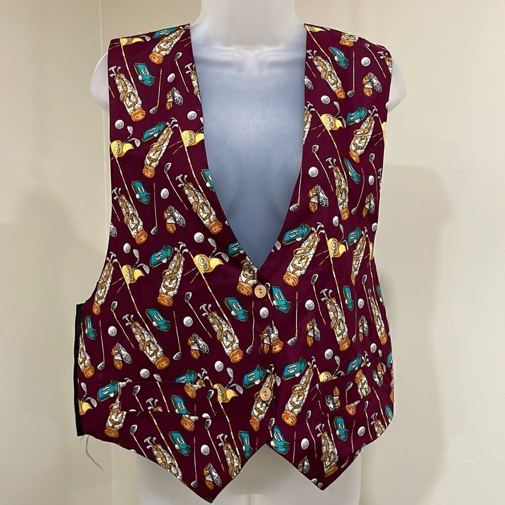 NWOT JLN USA Golf Patterned Vest.  Size L large grande 12/14